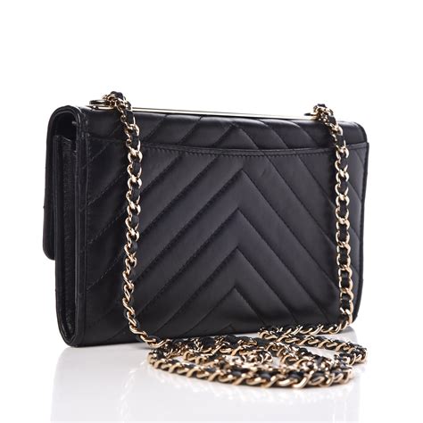 chanel chevron black wallet on chain|Chanel wallet on chain cost.